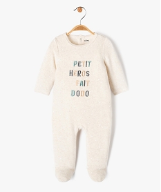 GEMO Pyjama en velours avec message brodé bébé garçon Beige