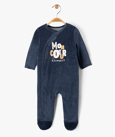 GEMO Pyjama en velours avec inscription multicolore bébé garçon Bleu