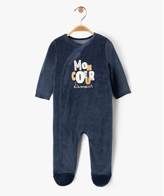 pyjama en velours avec inscription multicolore bebe garcon bleu pyjamas veloursE708101_1