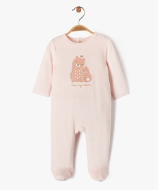 pyjama dors-bien en velours a motif oursons bebe fille rose pyjamas veloursE708601_1