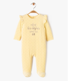 pyjama dors-bien en velours avec volants sur les epaules bebe fille jaune pyjamas veloursE708801_1