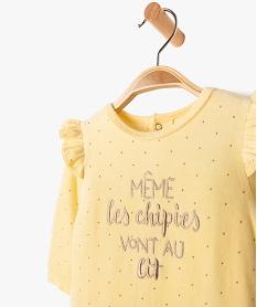 pyjama dors-bien en velours avec volants sur les epaules bebe fille jaune pyjamas veloursE708801_2