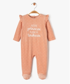 pyjama dors-bien en velours avec volants sur les epaules bebe fille rose pyjamas veloursE709201_1