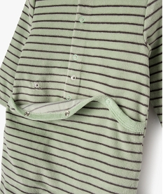 pyjama dors-bien en velours a rayures avec message bebe garcon vert pyjamas veloursE709301_3