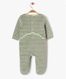 pyjama dors-bien en velours a rayures avec message bebe garcon vert pyjamas veloursE709301_4