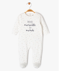 GEMO Pyjama en velours avec message brodé bébé Blanc