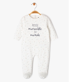 pyjama en velours avec message brode bebe blanc pyjamas veloursE709401_1