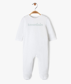 pyjama dors-bien en velours avec message bebe blanc pyjamas veloursE710201_1