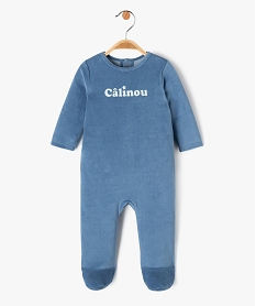 GEMO Pyjama dors-bien en velours avec message bébé garçon Bleu