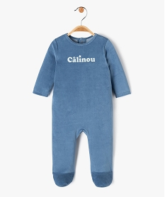 pyjama dors-bien en velours avec message bebe garcon bleu pyjamas veloursE710301_1