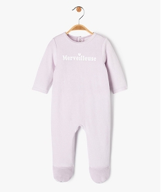 GEMO Pyjama dors-bien en velours avec message bébé fille violet standard