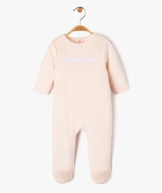 GEMO Pyjama dors-bien en velours avec message bébé fille Rose