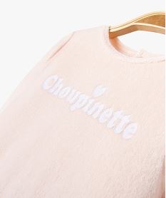 pyjama dors-bien en velours avec message bebe fille rose pyjamas veloursE710501_2