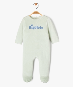 GEMO Pyjama dors-bien en velours avec message bébé fille Vert