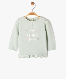 tee-shirt a manches longues avec volant dans le bas bebe fille vert tee-shirtsE712801_1