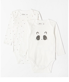 GEMO Body manches longues et col US bébé (lot de 2) blanc standard
