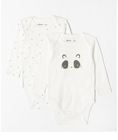 GEMO Body manches longues et col US bébé (lot de 2) Blanc