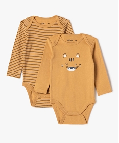 GEMO Body manches longues col US  imprimé bébé (lot de 2) Brun