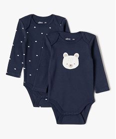 body manches longues col us  imprime bebe (lot de 2) bleu body manches longuesE713401_4