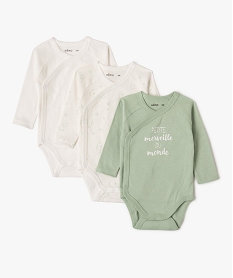 body croise a manches longues imprime bebe (lot de 3) vertE713501_3