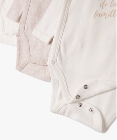 body manches longues et fermeture devant croisee bebe (lot de 3) beige body manches longuesE713701_2