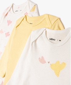 bodies a manches longues a motifs oiseaux bebe fille (lot de 3) jauneE714101_2