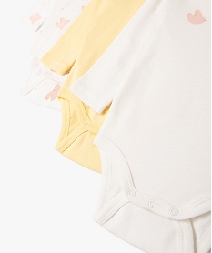 bodies a manches longues a motifs oiseaux bebe fille (lot de 3) jaune body manches longuesE714101_3