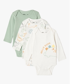 bodies a manches longues avec motifs dinosaures bebe garcon vert body manches longuesE714301_1