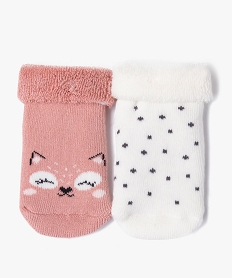 chaussettes en maille bouclette imprimees bebe (lot de 2) rose chaussettesE716501_1