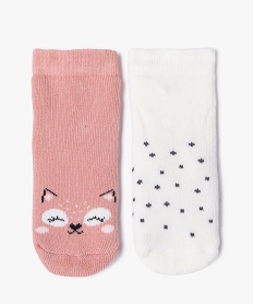 chaussettes en maille bouclette imprimees bebe (lot de 2) rose chaussettesE716501_2