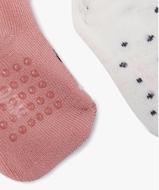 chaussettes en maille bouclette imprimees bebe (lot de 2) rose chaussettesE716501_3