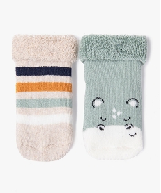 GEMO Chaussettes en maille bouclette imprimées bébé (lot de 2) vert standard