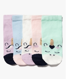 chaussettes a motifs licorne bebe fille (lot de 5) bleu standard chaussettesE717301_1