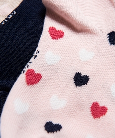 chaussettes ultra-courtes motifs cœurs fille (lot de 5) beige chine chaussettesE718001_4