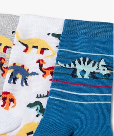 chaussettes tige haute motifs dinosaures garcon (lot de 3) blanc standardE718301_2
