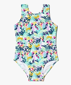 GEMO Maillot de bain 1 pièce jungle à feston bébé fille Vert