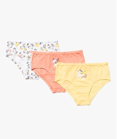 GEMO Shorty en coton stretch avec motifs licornes fille (lot de 3) Multicolore