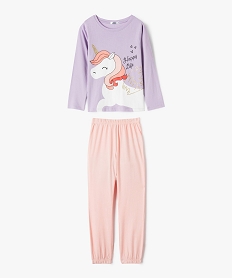 pyjama 2 pieces a motif licorne et paillettes fille violetE721701_1