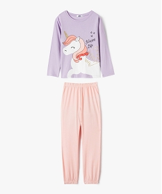 pyjama 2 pieces a motif licorne et paillettes fille violet pyjamasE721701_1