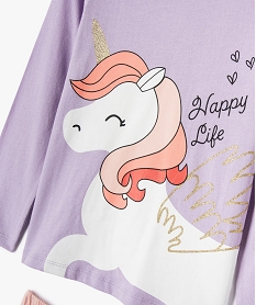 pyjama 2 pieces a motif licorne et paillettes fille violet pyjamasE721701_2