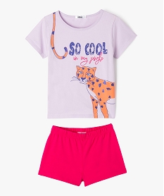 GEMO Pyjashort imprimé pailleté fille Violet