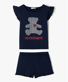 GEMO Pyjashort imprimé à volant fille - LuluCastagnette navy
