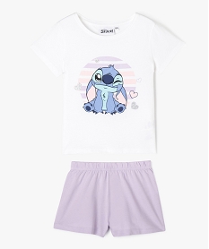 GEMO Pyjashort imprimé Stitch à paillettes fille - Disney Blanc