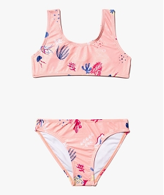 GEMO Maillot de bain 2 pièces à motifs marins pailletés fille Rose