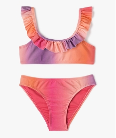 maillot de bain deux pieces avec volant fille roseE723801_1