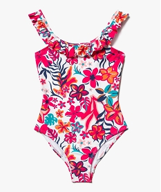 maillot de bain 1 piece fleuri a encolure volantee fille roseE724001_1