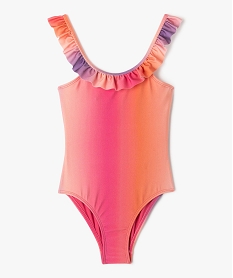 GEMO Maillot de bain 1 pièce à col volanté fille Rose