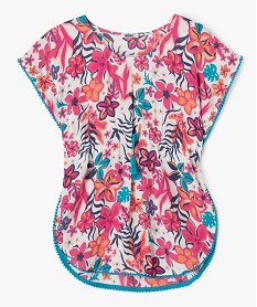 GEMO Robe de plage forme poncho à motifs fleuris fille imprime tropical
