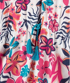 robe de plage forme poncho a motifs fleuris fille roseE724901_2