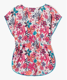 robe de plage forme poncho a motifs fleuris fille roseE724901_3